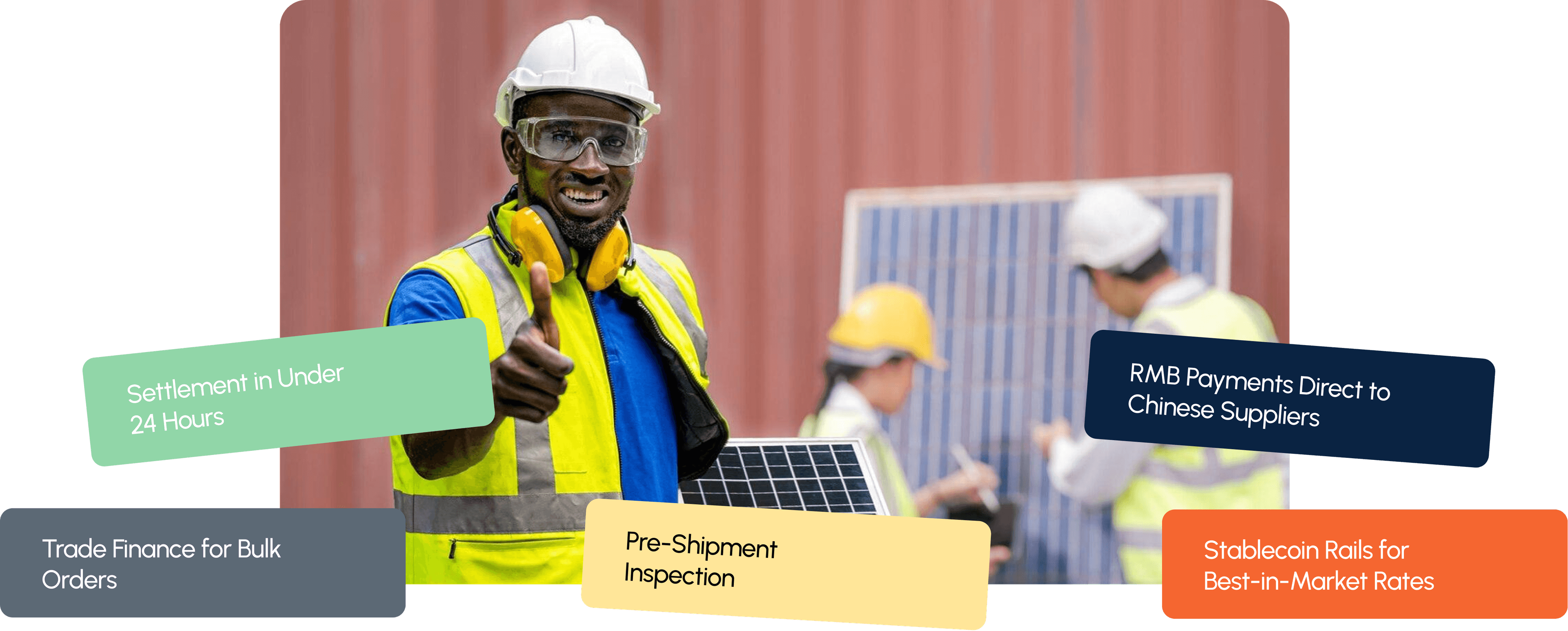Solar industry professionals with Bitstac payment highlights