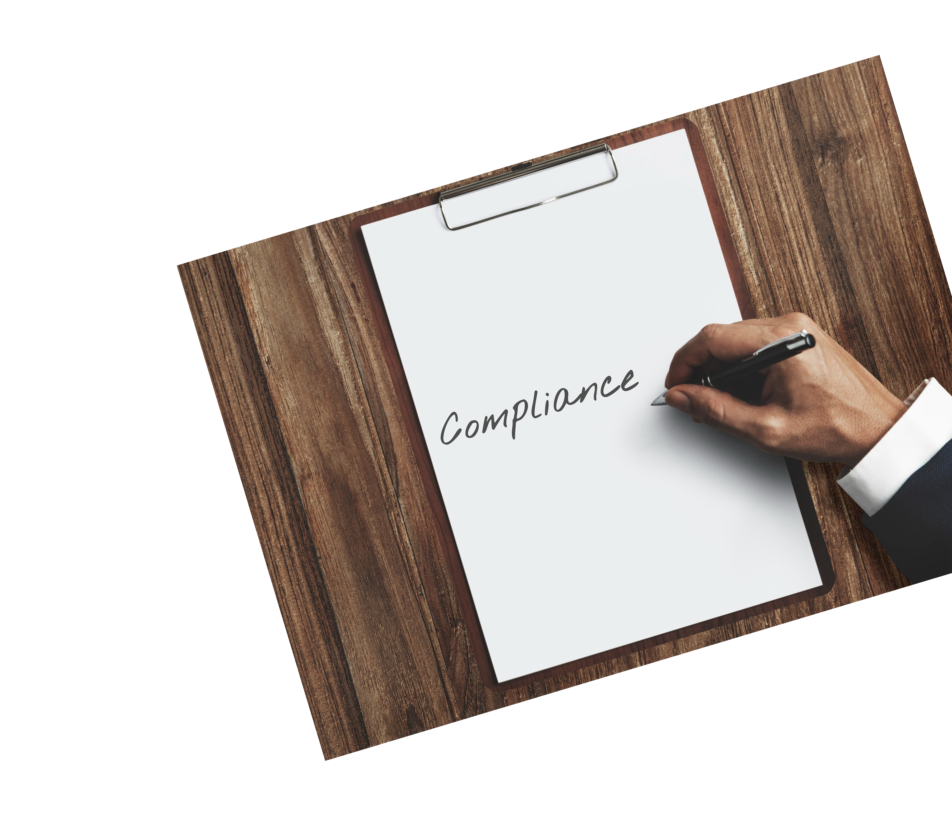 Hand writing Compliance on a clipboard